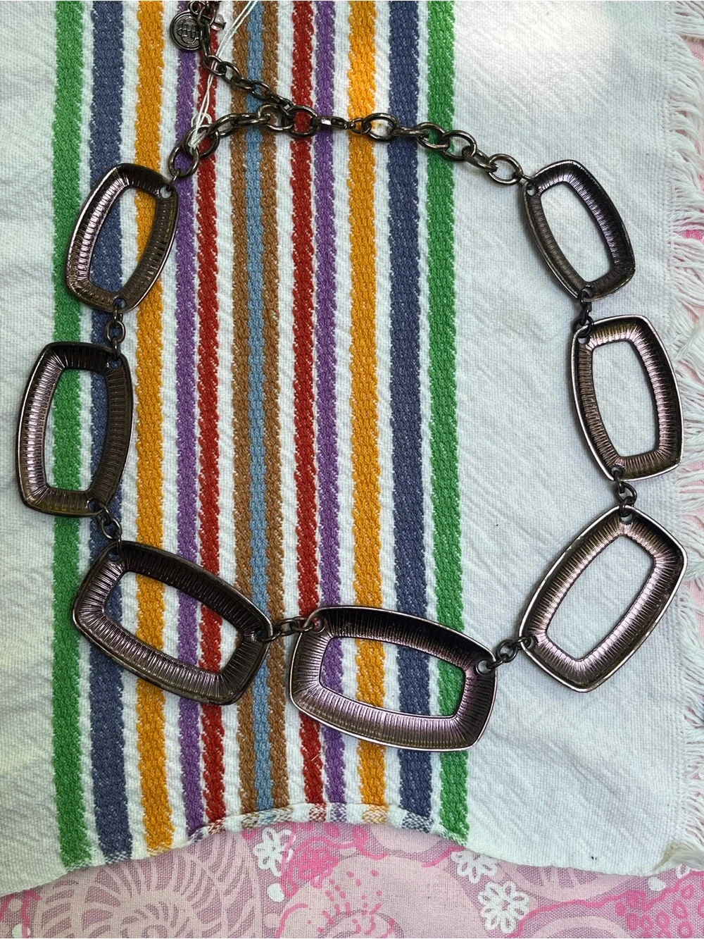 Y2K Vintage Signed Chunky Purple Metallic Collar Necklace